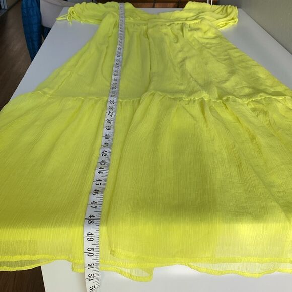 VERO MODA Aware Neon Yellow Cap Sleeve Ruffle Midi Dress Size XS NWT - Picture 14 of 15